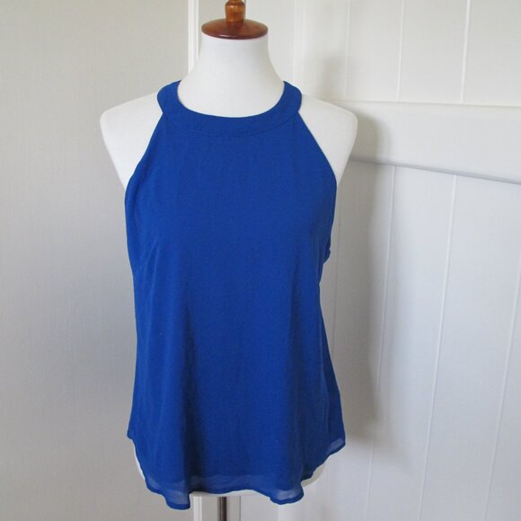 Naked Zebra | Royal Blue Strappy High Neck Collar Button Back - Picture 5 of 13